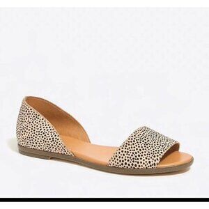 J Crew Morgan Leopard Peep Toe Flats 9.5 Womens Brown Slip On